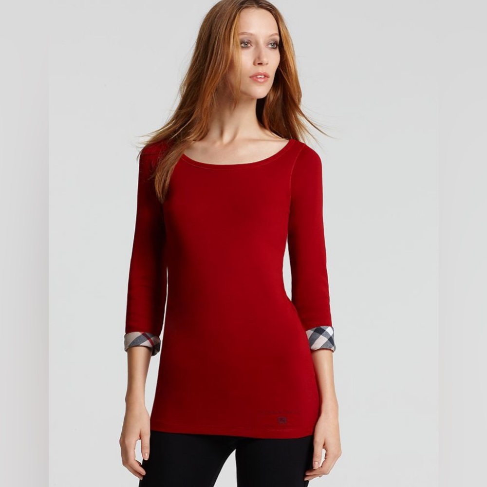 BURBERRY BRIT WOMENS RED 3/4 SLEEVE SHIRT